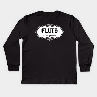 White Flute Emblem Kids Long Sleeve T-Shirt